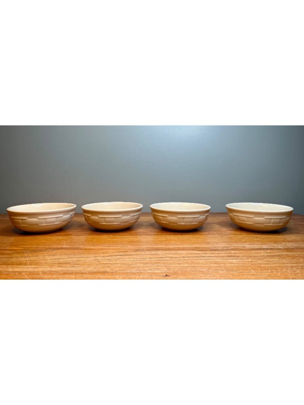 Set of 4 Longaberger Ivory Woven Traditions 7" Cereal Bowls